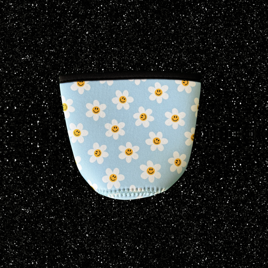 Blue Floral Smiley Cup Sleeve